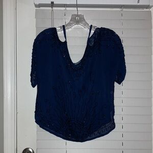 Tracy Reese Elegant Blue Embroidered Blouse